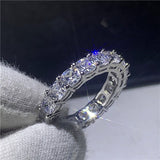 Handmade Eternity Promise ring 100% 925 Sterling silver Diamond Engagement Wedding Band Rings for women Men Finger Party Jewelry