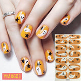 Xpoko Christmas/Halloween 14Tips Nail Stickers Pumpkin Elk Designs DIY Polish Wraps Hot Selling Full Cover Art Sticker Tips