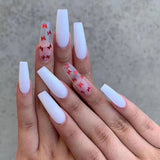 Double Color Long Butterfly Stiletto Ballerina False Nail Tips Heart Cloud Coffin Fake Nail Art Star Acrylic Detachable Decal