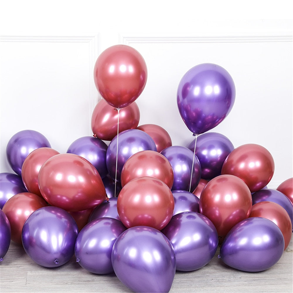20pcs 5/10/12inch New Glossy Chrome Metal Latex Balloons Thicken Shiny Air Helium Globos Mermaid Theme Birthday Party Decoration