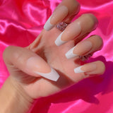 Clear Brown Faux Ongles Couleur Short Stiletto Almond Shape Fake Nails Set With Glue Sticker Glossy Impress Press On Nails False