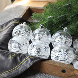 Xpoko 6Pcs White Snow Christmas Balls Pendants Christmas Tree Decoration Clear Baubles Hanging Ornaments Indoor Outdoor Xmas Navidad