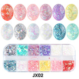 Aurora Opal Nail Glitters Sequin Crystal Ice Flakes Irregular Irridescent Paillette Shinny Mermaid Chrome Powder Pigment GLJDP