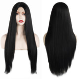 Xpoko Women's Wine-Colored Long Wigs, Mid-Length Straight Hair, Synthetic Full Wigs, Heat-Resistant Fiber Wigs, Daily Parties