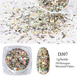 Sparkly Mirror Butterfly Sequin Nail Flakes Holographic Glitter Heart Star Aurora 3D Nail Paillette Decoration Design GLHB01-04