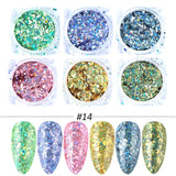 6Pcs Iridescent Glitter Opal Powder Nail Mylar Flakes Aurora Shatter Glass Nail Flakies Mermaid Sequins Manicure GLJG01-06