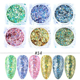 6pcs Rose Gold Nail Glitter Holographic Dip Powder Set Nail Art  Polishing Chrome Pigments Mirror Nail Polish Dust GL1539-NEW