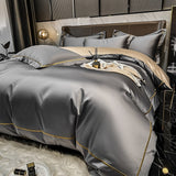 Egyptian Cotton Embroidery Duvet Cover Flat/Fitted Sheet Pillowcases Luxury Bedding Set Bedspread Mattress Cover Solid Color