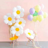 White Happy Birthday Balloons for Party Home Garden Daisy Flower Birthday Decoration Cute White Flower Balloon Baby Shower