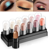 Xpoko 12 Colors Waterproof Eyeshadow Pallete Long-lasting Shimmer Multi Color Matte Eye Shadow Natural Makeup Pallete Sets 12pcs/box