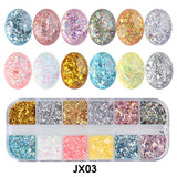 Aurora Opal Nail Glitters Sequin Crystal Ice Flakes Irregular Irridescent Paillette Shinny Mermaid Chrome Powder Pigment GLJDP