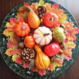Xpoko Halloween Artificial Pumpkin Gourds Maple Leaves Pine Cones Autumn Decoration Wreath Fall Harvest Thanksgiving Home Decorations
