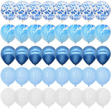 Xpokp 40Pcs Blue Balloons Set Agate Marble Metallic Confetti Balloon For Kids Birthday Party Baby Shower Graduation Decoration Wedding