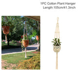 Xpoko Hanging Plant Handmade Macrame Plant Hanger Flower Pot Planter Hanger Wall Decor Courtyard Garden Hanging Planter Hanging Basket