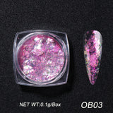Opal Flakes Aurora Nail Powder Glitter Pink Purple Mermaid Rubbing Dust Nail Design Iridescent Sequins Manicure Decor GLOB01-12