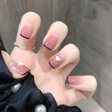 24pcs Floral Wear Short Paragraph Fashion Manicure Patch Glue Type False Nails Wearable Artificial Ballerina Coffin Fake Nails