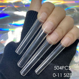 3XL Long Coffin No C Curve Nail Tips Straight French False Nail Art Tips Half Cover Pack of 240