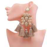 Xpoko Boho New Big Dangle Earrings For Women Vintage Rhinestone Drop Earrings Tassel Classic Party Dangle Earrings Fashion Jewelry For