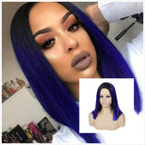 FAVE Ombre Black Purple/Blonde/Grey/Flax Brown/ Straight Synthetic Wig Shoulder Length Middle Part Cosplay For Women's Daily Wig