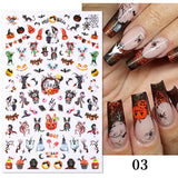 Merry Christmas 3D Nails Sticker Winter Cute Cartoon Sliders Snowflake Elk Xmas Tree Decal UV Gel Polisn Manicures Foils Decor