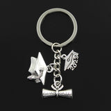 Fashion 30mm Key Chain Keychain Jewelry Silver Color Graduate Diploma Graduation Cap 2021 2022 2023 Pendants For Gift Craft