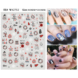 Merry Christmas 3D Nails Sticker Winter Cute Cartoon Sliders Snowflake Elk Xmas Tree Decal UV Gel Polisn Manicures Foils Decor