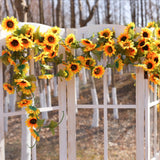 Xpoko 3Pcs Artificial Flowers Silk Sunflower Garland Sunflower Vine With Green Leaves For Wedding Home Party Table Decoratio