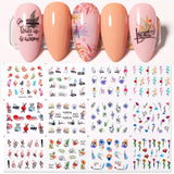 12pcs Valentines Heart Letter Flower Sliders for Nails Manicuring Nail Art Decoration Water Decals Sticker Tips