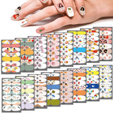 Xpoko 14Tips New Ins Style Hit Color Nail Sticker Summer Waterproof Graffiti Adhesive Full Cover Nail Sticker Manicure