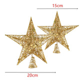 Christmas Tree Top Star Merry Christmas Decorations for Home Shiny Gold Powder Five-pointed Star New Year Gift Navidad Ornament