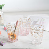 Creative Gold Sakura Cup Crystal Water Glass Transparent Drinking Glass Household Cup Fashion Set