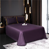 Xpoko Bedding Set Egyptian Cotton Luxury Gold Stripes Embroidery Purple Hotel Quilt/Duvet Cover Bedspread Bed Sheet Pillowcases