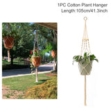 Xpoko Hanging Plant Handmade Macrame Plant Hanger Flower Pot Planter Hanger Wall Decor Courtyard Garden Hanging Planter Hanging Basket