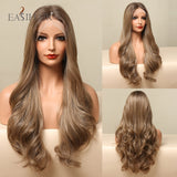 Xpoko EASIHAIR Long Lace Front Synthetic Wigs For Women Blonde Natural Wave Wigs With Baby Hair Heat Resistant For Daily Cosplay Party