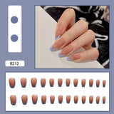 24Pcs Heart Gradient Designs False Nails French Long Ballet Line Bow Coffin Fake Nail Artificial Full Cover Nail Art Tips Z143