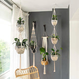 Handmade Macrame Plant Hanger Flower Pot Hanging Planter Basket Support for Flower Stands Wall Hangers Garden Balcony Decoration