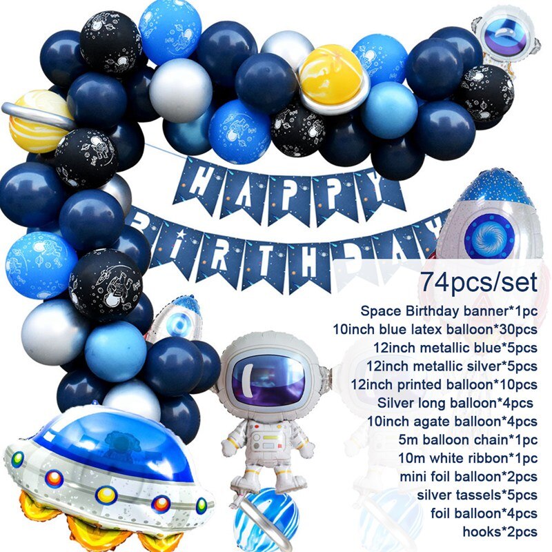 Xpoko Outer Space Party Ballons Garland Set 1St Birthday Party Decorations Kids Boy Birthday Baloons For Party Decor Balloon Banner