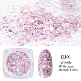 Sparkly Mirror Butterfly Sequin Nail Flakes Holographic Glitter Heart Star Aurora 3D Nail Paillette Decoration Design GLHB01-04