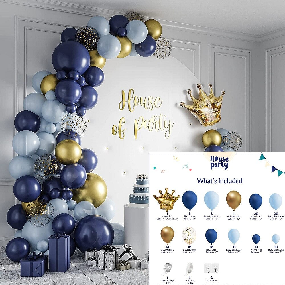 Xpoko 1 Set Of Golden Metal Blue Balloon Arch Balloon Garland Bag Birthday Baby Shower Or Wedding Engagement Graduation Picnic