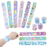 10PCS Kids Happy Birthday Party Supply Gift Memmaid / Dinosaur Slap Bracelets For Baby Shower Kids Favor Souvenir Baptism Gift