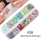 3D Fluorescent Nail Glitter Flakes Set Holographic Powder Sequins Paillette Manicure Nail Art Pigment Decoration Tools GLSP