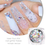 Sparkly Mirror Butterfly Sequin Nail Flakes Holographic Glitter Heart Star Aurora 3D Nail Paillette Decoration Design GLHB01-04