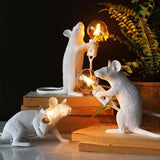 Modern Mini Resin Mouse LED Table Lamps for Living Room Bedroom Cute LED Night Lights Home Decor Desk Lights Bedside Lamp