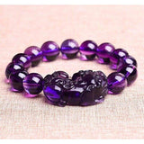 Xpoko Natural Obsidian Stone Beads Bracelet Men Women Chinese Feng Shui Pi Xiu Wristband Gold Color Wealth & Good Luck Pixiu Bracelets