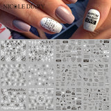 12pcs Valentines Heart Letter Flower Sliders for Nails Manicuring Nail Art Decoration Water Decals Sticker Tips