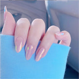 24pcs/set Aurora Shiny Fake Nails Detachable False Nail Pink Yellow Sharp French Nail Art Gradient Press On Nail Tips