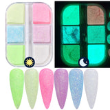 6 Grids/box Laser Square Nail Sequins Green Purple Holographic Glitter Flakes 3D Charm Nail Art Decoration Accessories GL1909-37