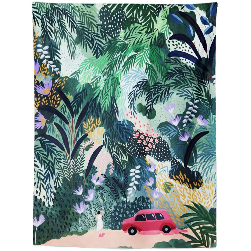 Summer Leaf Tapestry Wall Hanging Tropical Palm Leaves Plants Wall Decor Animal Tapestries Beach Wall Tapestry Backdrop Carpet