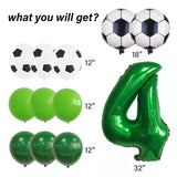 Xpoko World Cup Theme Aluminum Foil Football Green 0-9 Balloons Suitable For Children's Birthday Graduation Party Scene Decoration