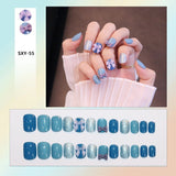 Bow Short Level False Nails Adhesive 3D Beautiful Stick-on Nails Artificial Square Jump Color Fake Nails with Design Z350